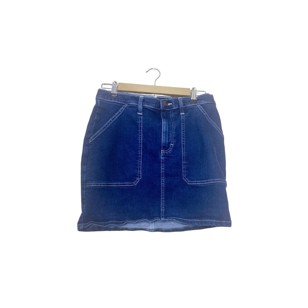 Wrangler Womens Dark Wash Denim‎ Mini Skirt High Rise Contrast Stitch Blue M